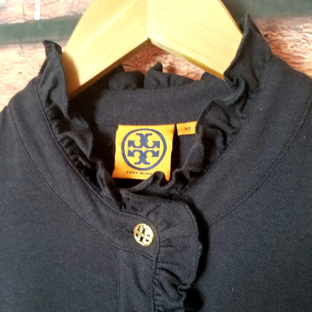 Tory Burch Navy Ruffled Polo